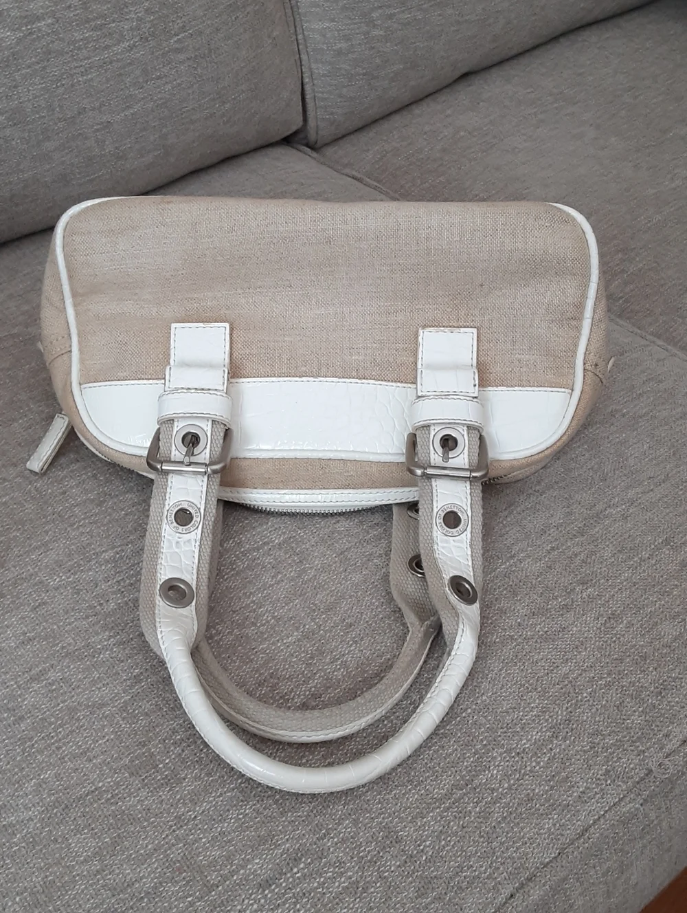 Unit Colors Of Benetton Canvas and Leather Shoulders Bag